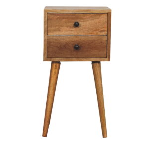 Eclolive Mini 2-Drawer Oak Bedside Table – Compact & Functional Nightstand