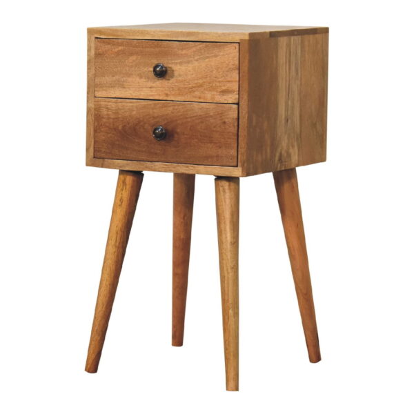 Eclolive Mini 2-Drawer Oak Bedside Table – Compact & Functional Nightstand - Image 2