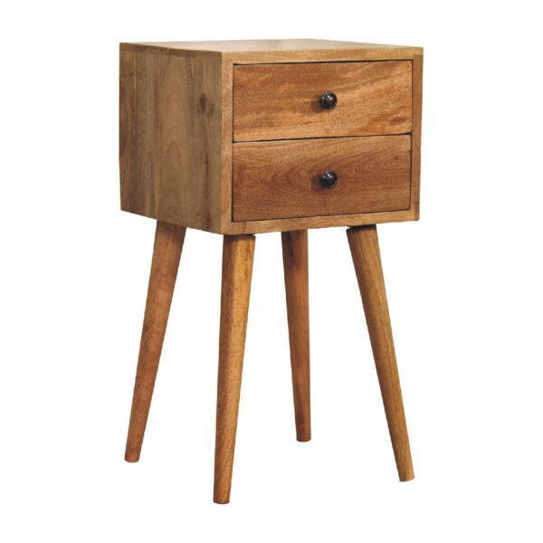 Eclolive Mini 2-Drawer Oak Bedside Table – Compact & Functional Nightstand - Image 3
