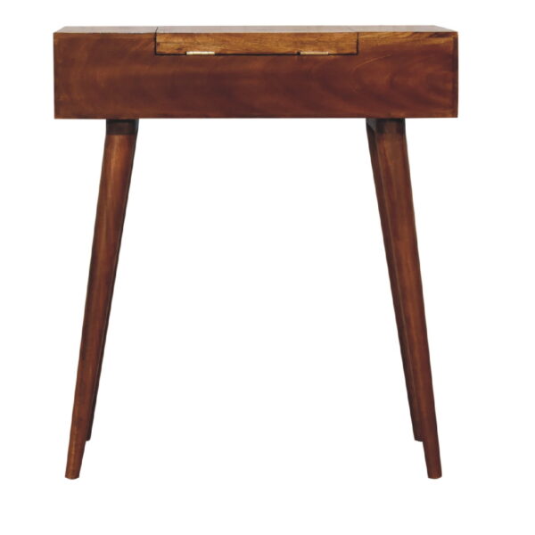 Eclolive Mini Chestnut Dressing Table with Foldable Mirror – Space-Saving Vanity - Image 10
