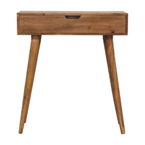 Eclolive Mini Oak Dressing Table with Foldable Mirror – Compact Vanity Station