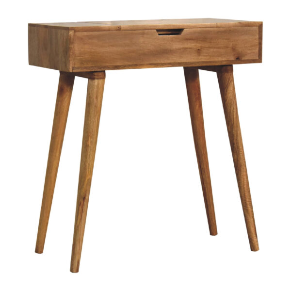 Eclolive Mini Oak Dressing Table with Foldable Mirror – Compact Vanity Station - Image 3