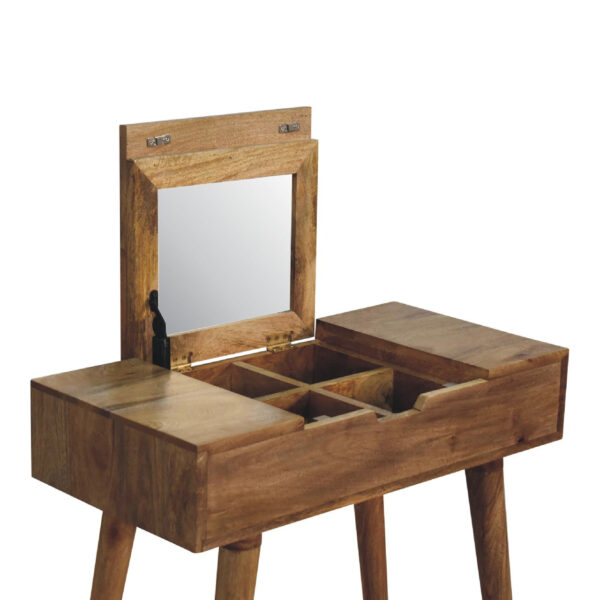 Eclolive Mini Oak Dressing Table with Foldable Mirror – Compact Vanity Station - Image 6